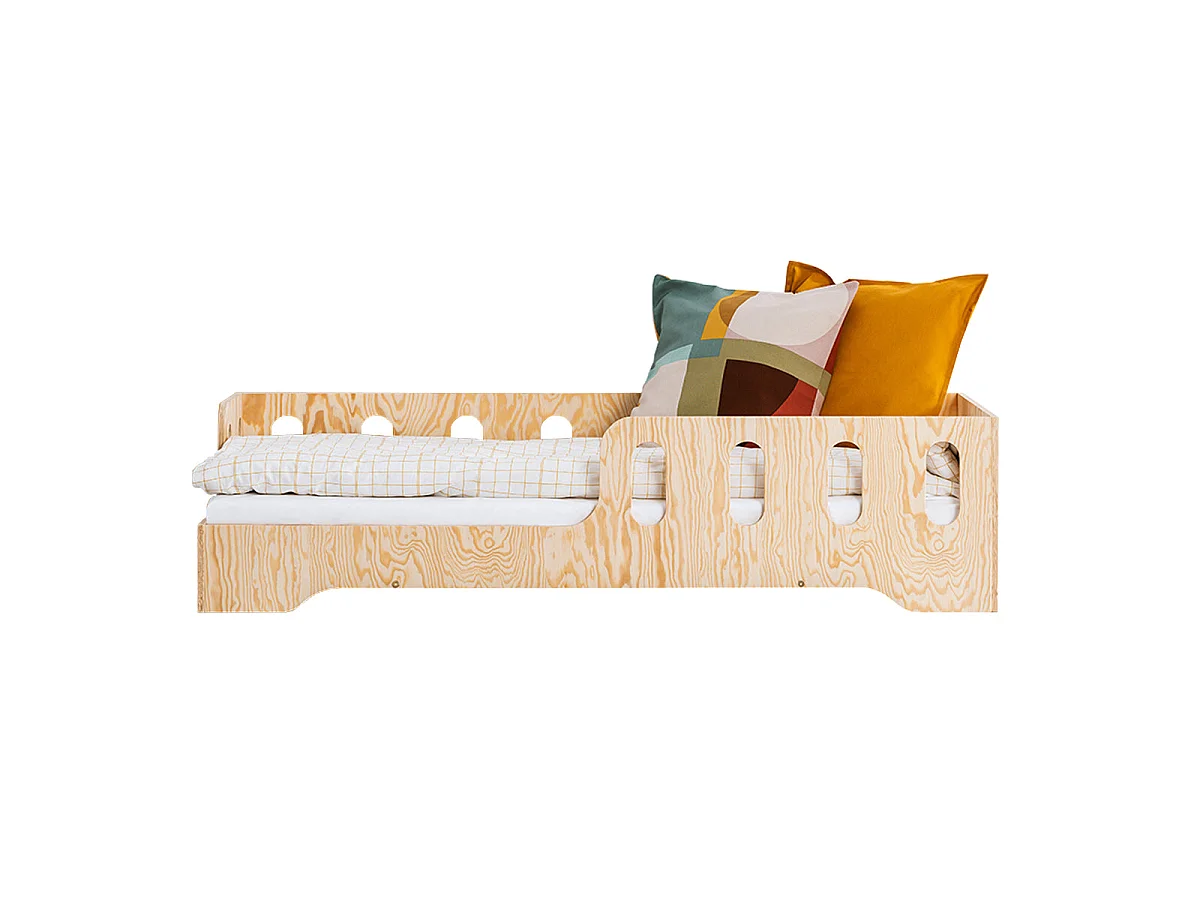 Cama 90x200 entrada esquerda estrado de ripas incluído Estelle Bois