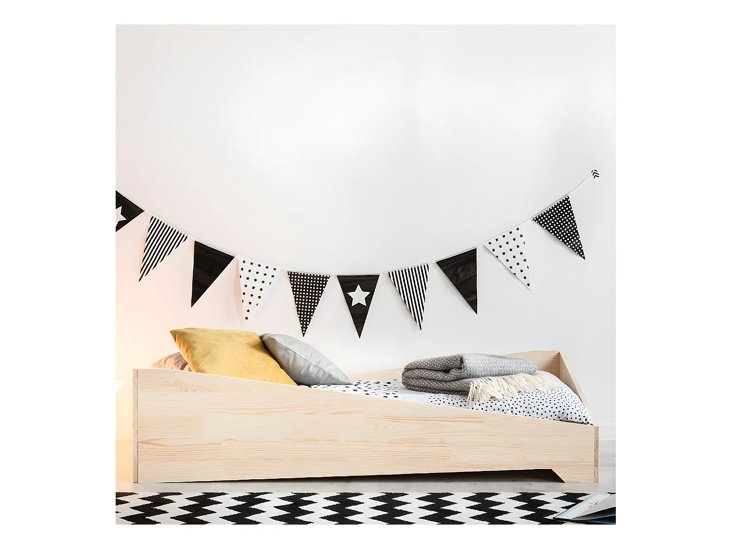 Lit 90x190 sommier inclus Solène Bois