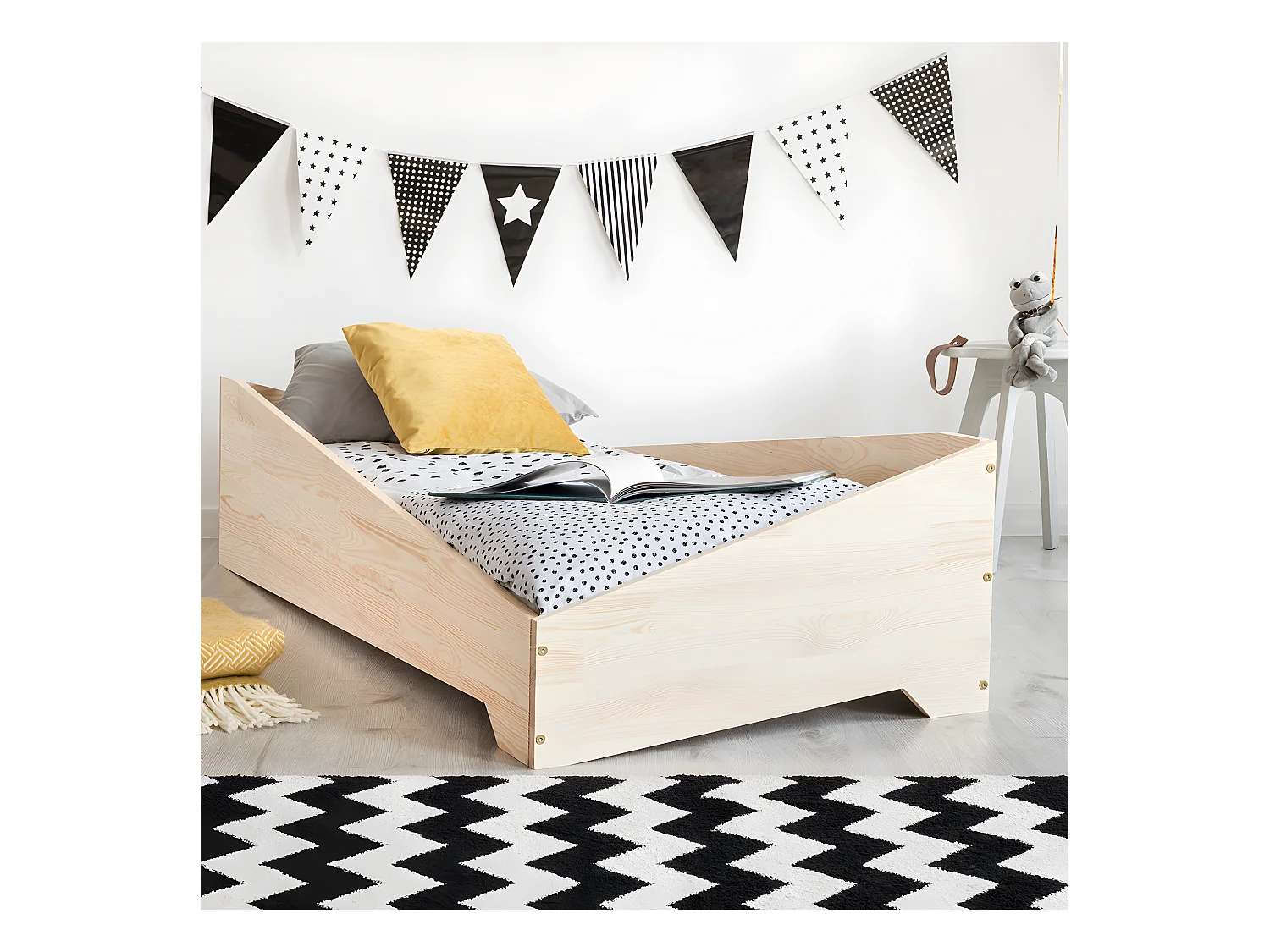 Lit 90x190 sommier inclus Solène Bois