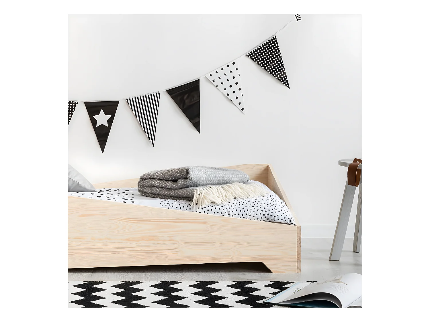 Lit 90x190 sommier inclus Solène Bois