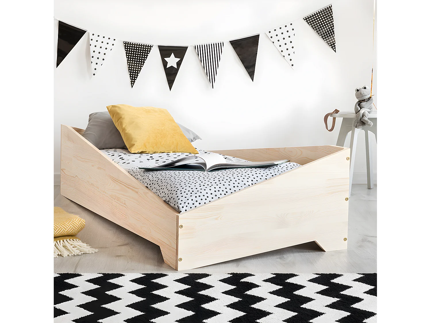 Lit 90x190 sommier inclus Solène Bois