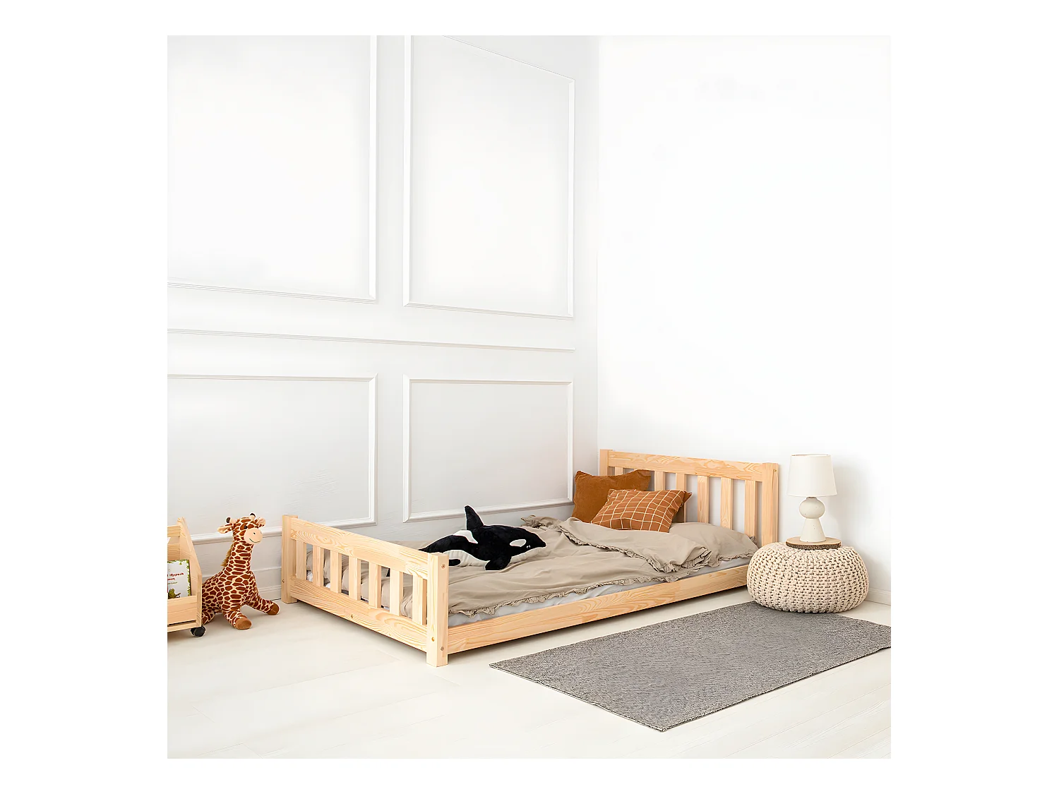 Lit 90x200 sommier inclus Adeline Bois