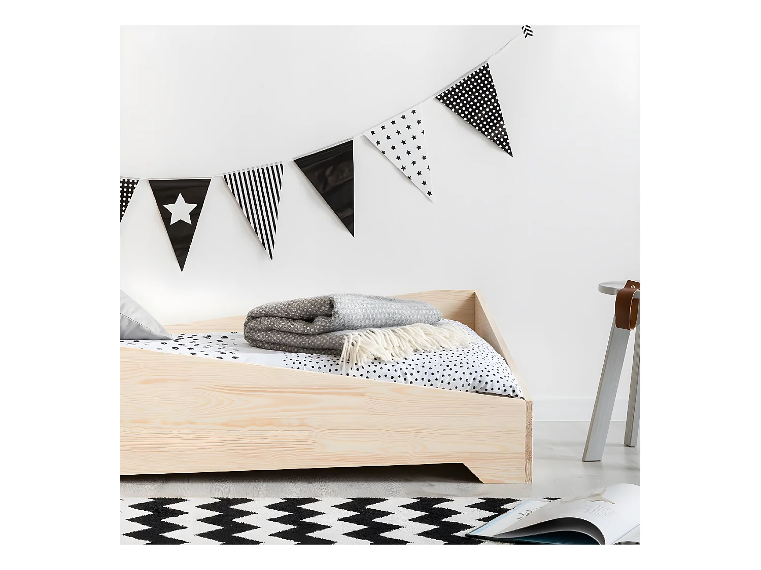 Lit 90x200 sommier inclus Solène Bois