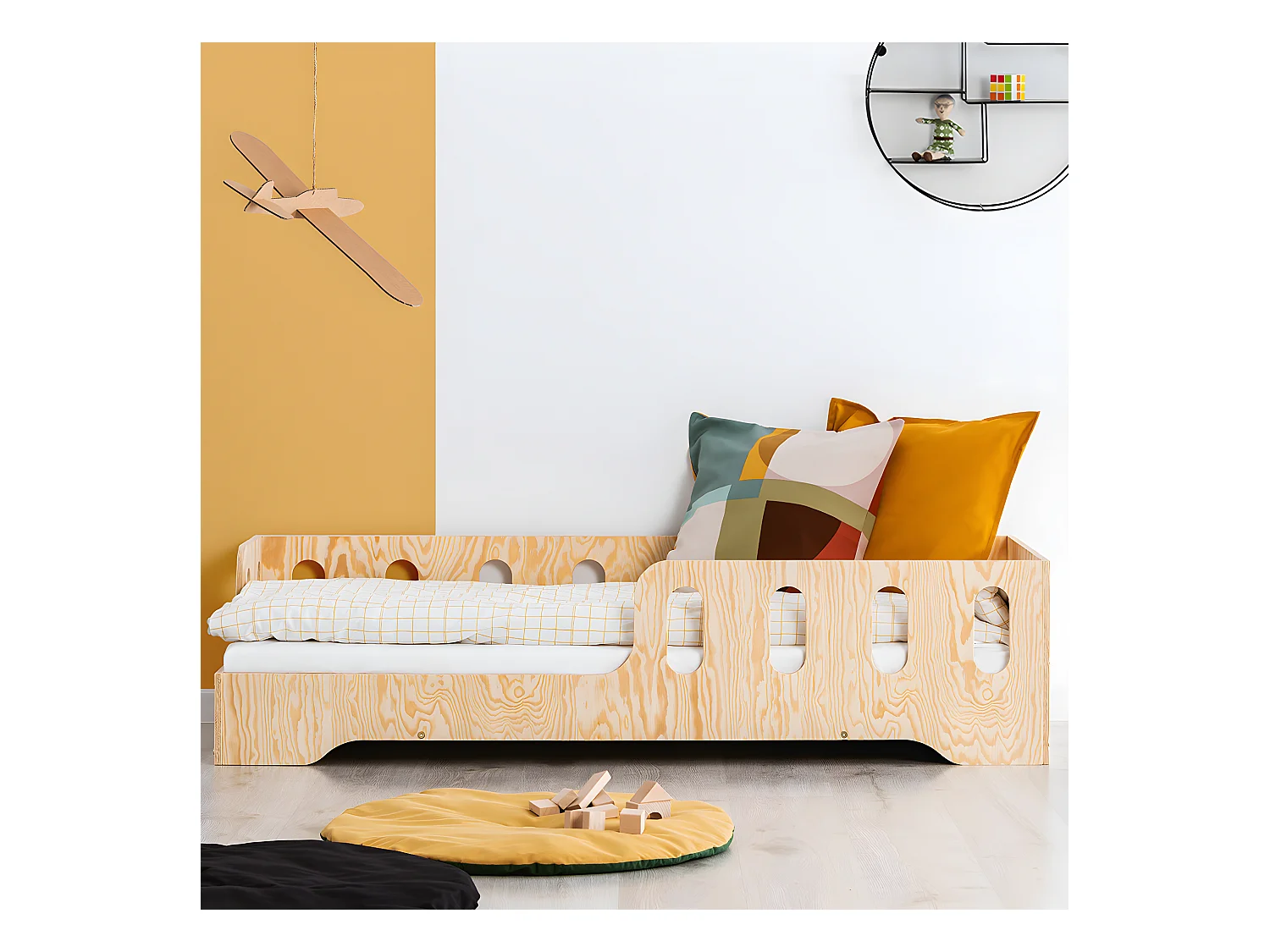 Lit 90x190 entrée gauche sommier inclus Estelle Bois