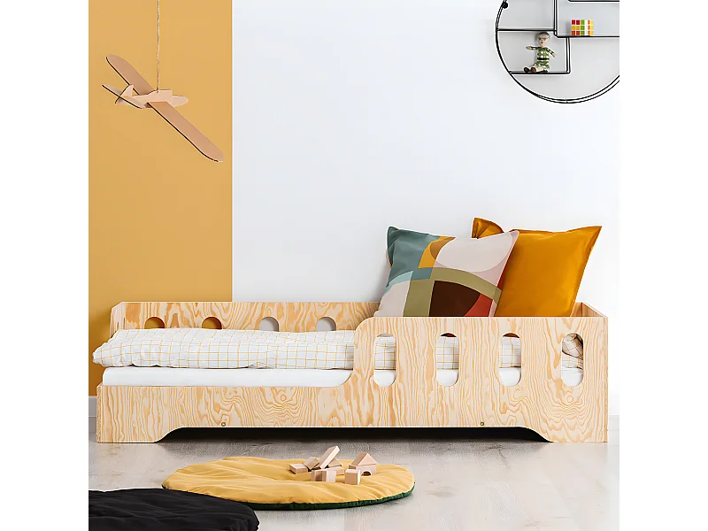 Lit 90x190 entrée gauche sommier inclus Estelle Bois