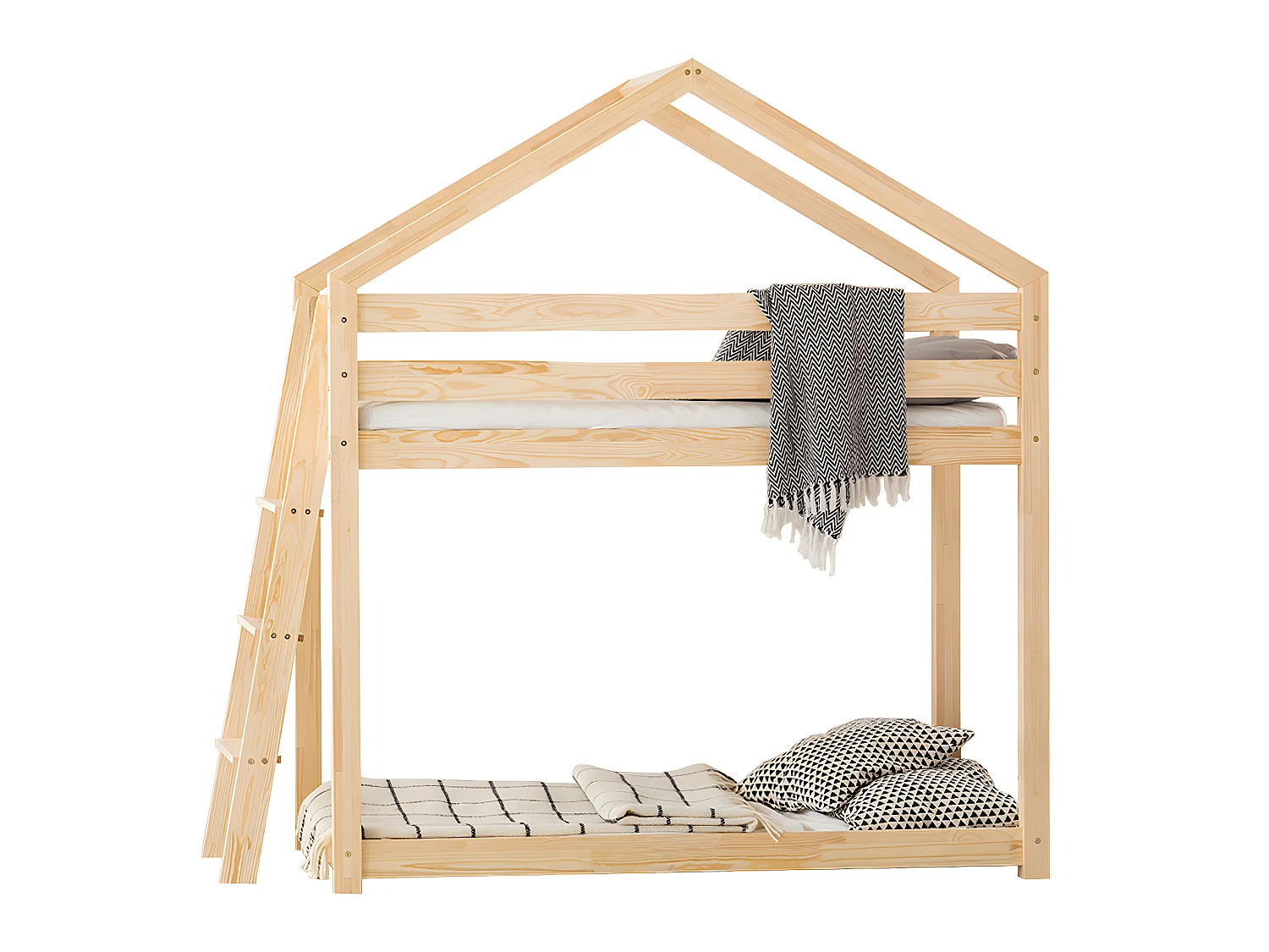 Lit cabane superposé 90x200 sommier inclus Gaëlle Bois
