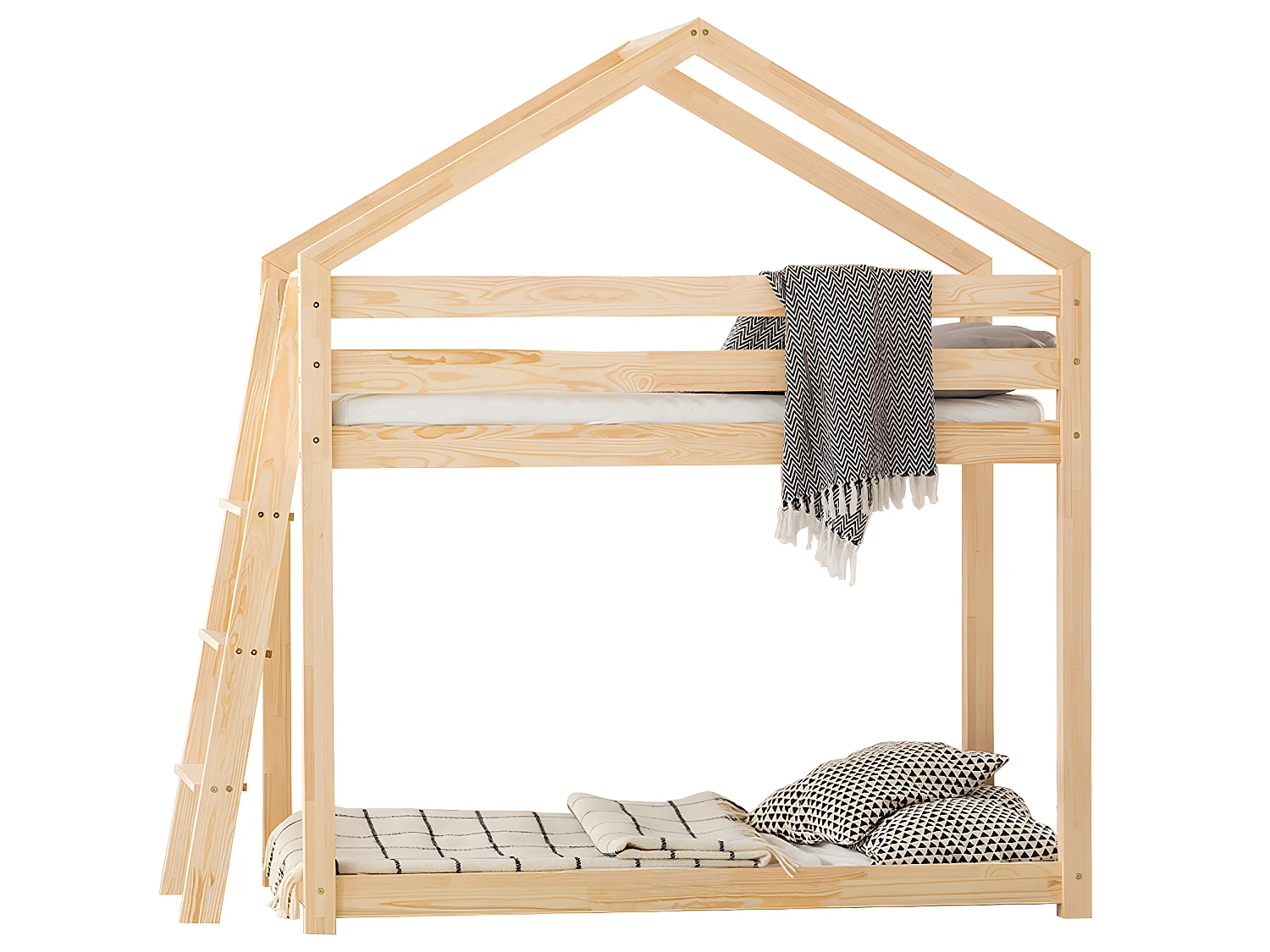 Lit cabane superposé 90x200 sommier inclus Gaëlle Bois