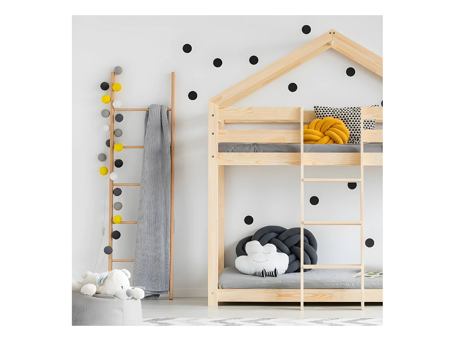 Litera casita 90x190 con somier Hortense Madera