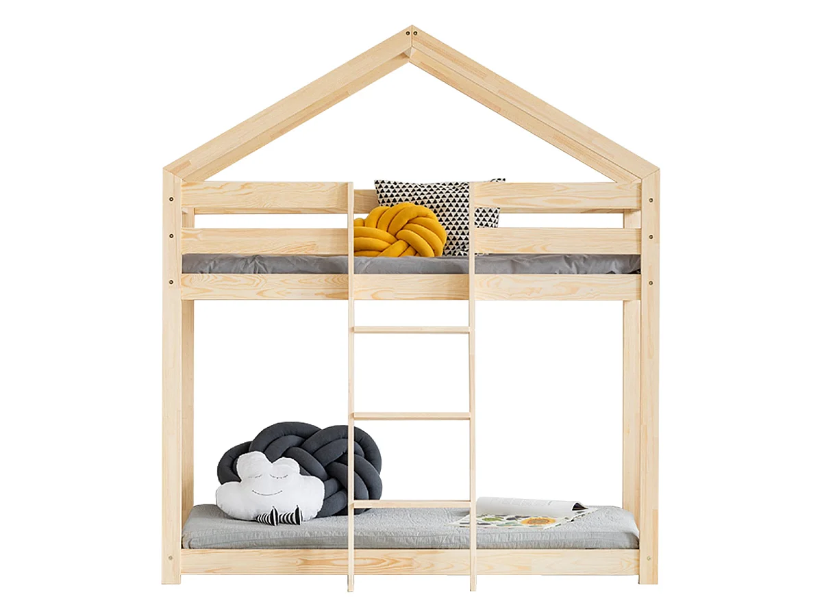 Lit cabane superposé 90x190 sommier inclus Hortense Bois