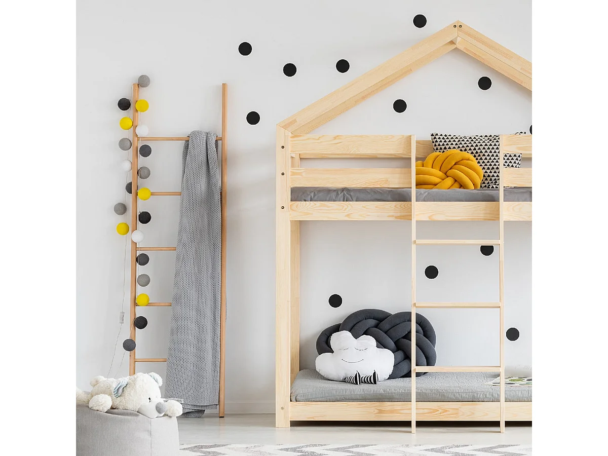 Lit cabane superposé 90x190 sommier inclus Hortense Bois
