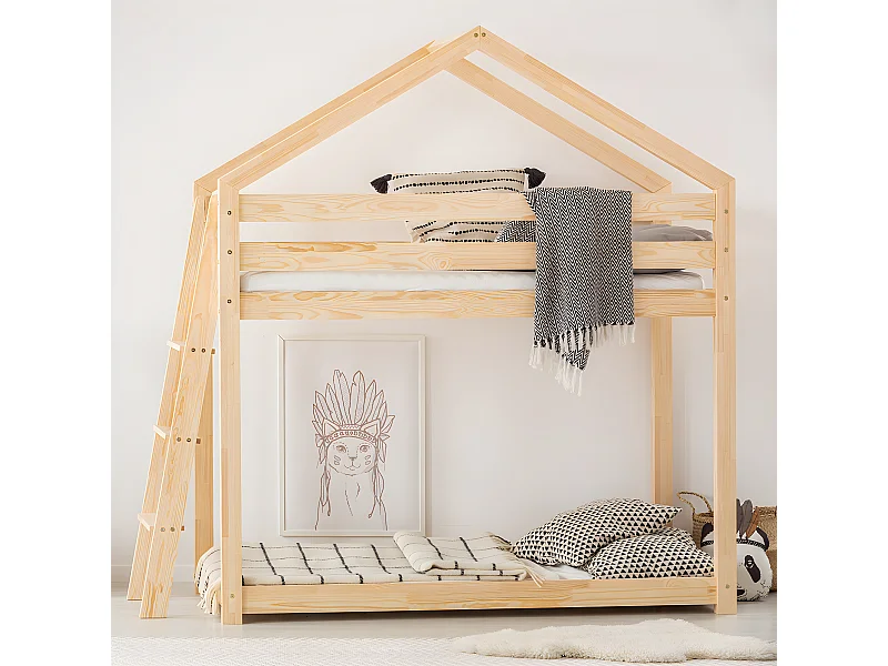 Lit cabane superposé 90x190 sommier inclus Gaëlle Bois