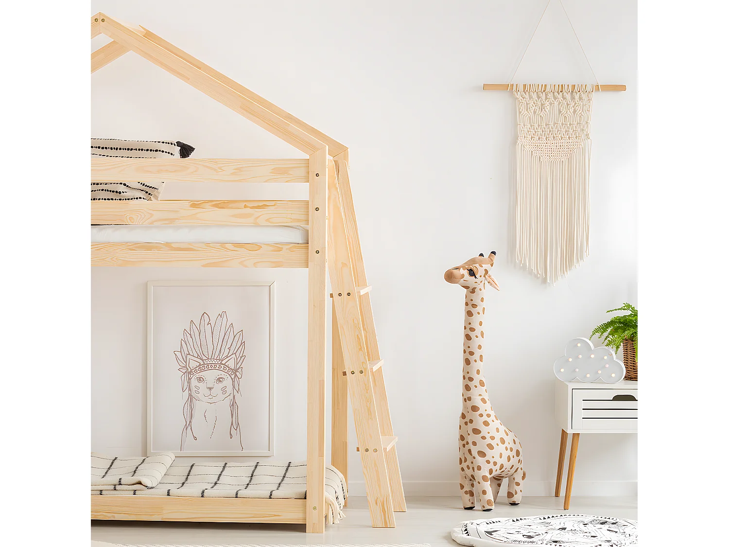 Lit cabane superposé 90x190 sommier inclus Gaëlle Bois