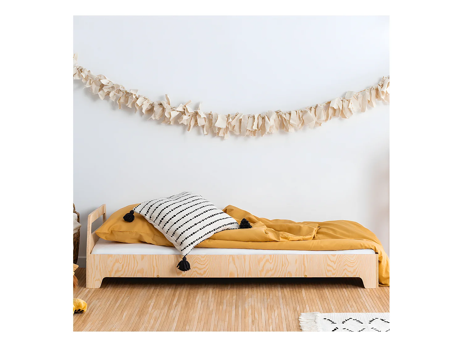 Lit 90x200 sommier inclus Garance Bois