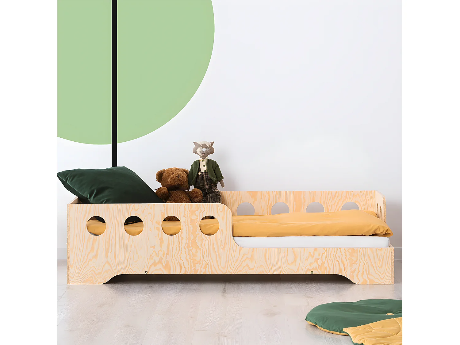 Lit 70x140 entrée droite sommier inclus Sacha Bois