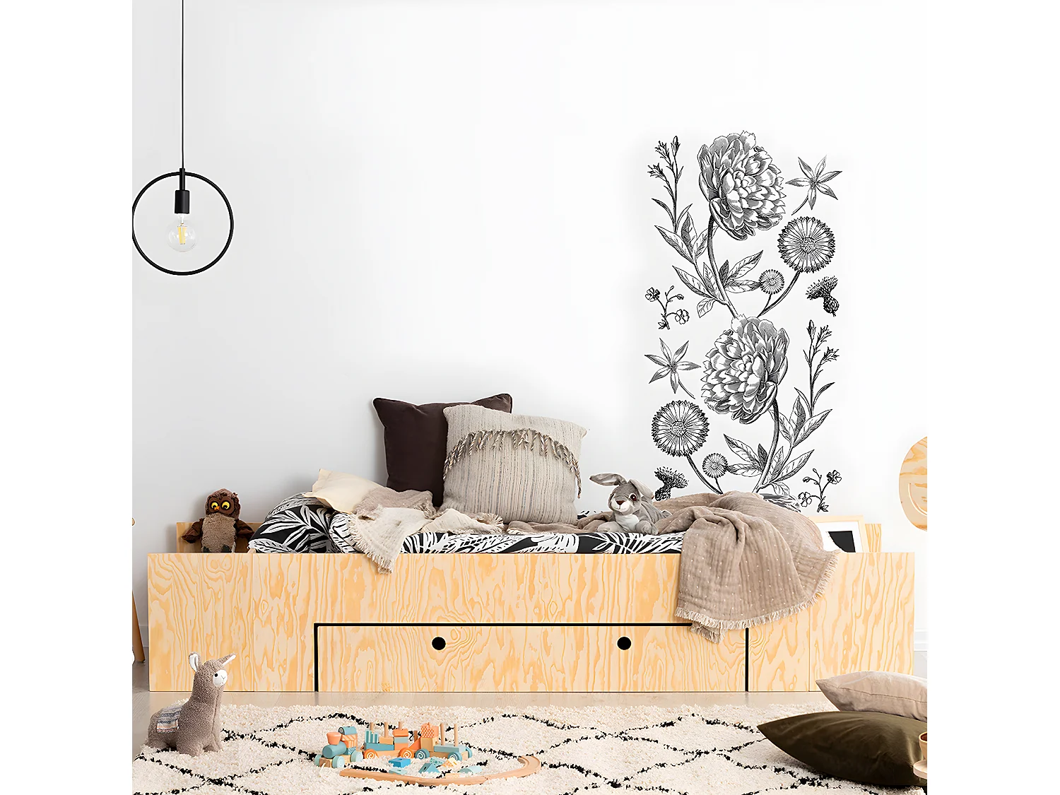 90x200 bed inclusief boxspring en lade Tristan Bois