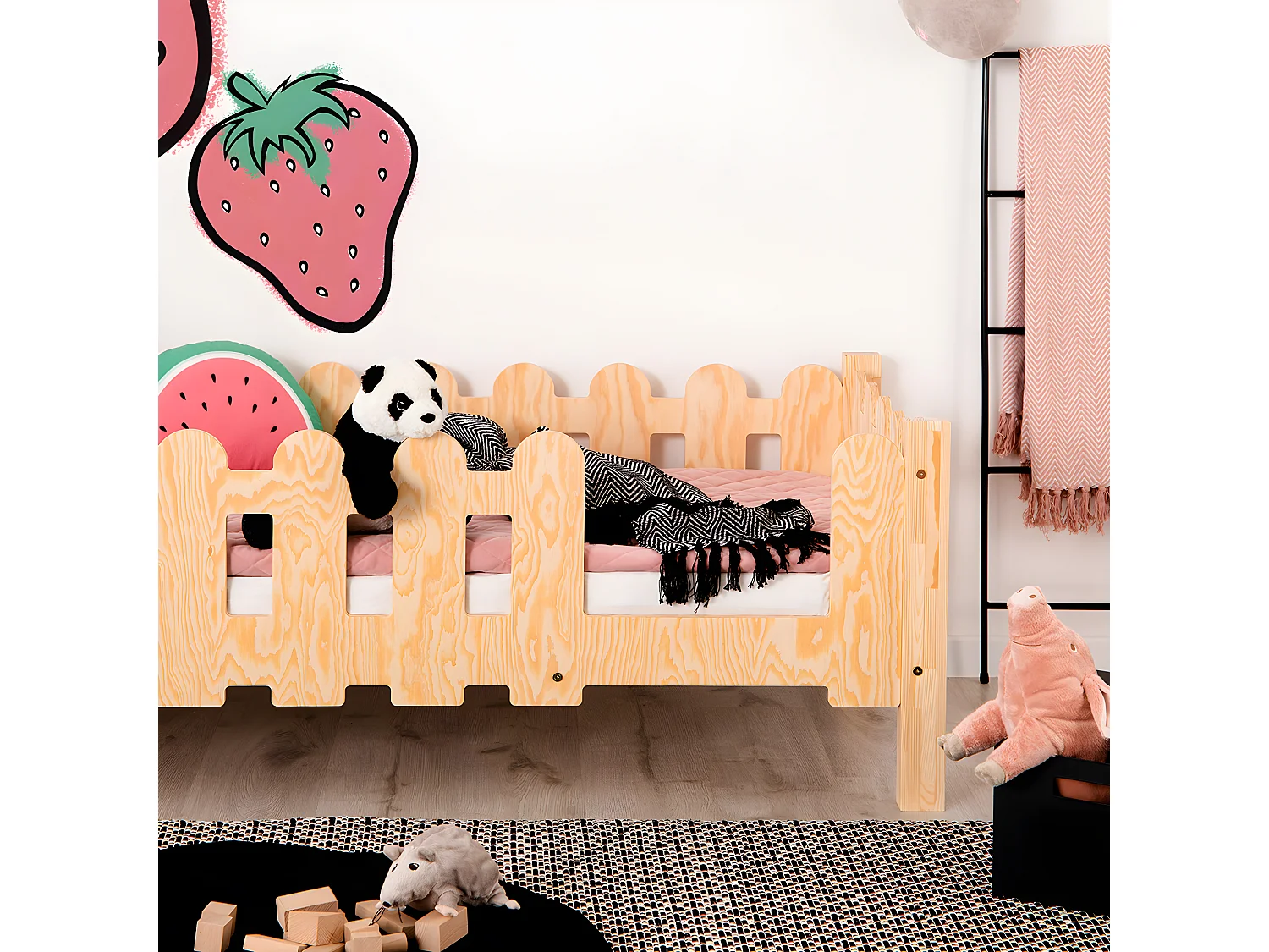 Lit 90x200 entrée droite sommier inclus Anna Bois