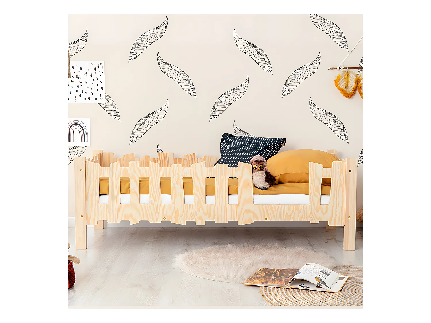 Lit 90x190 entrée droite sommier inclus Hans Bois