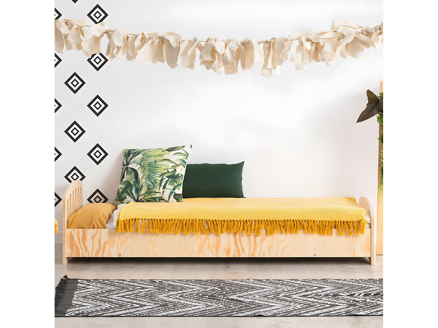 Cama Eléa Bois 90x190 com estrado de ripas