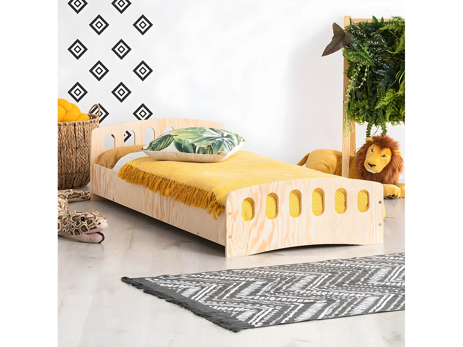 Cama Eléa Bois 90x190 com estrado de ripas