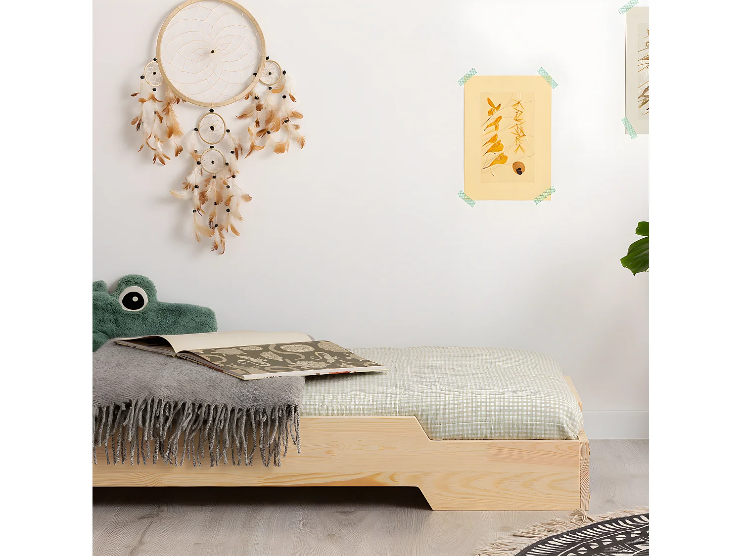 Cama 90x200 con somier Cyrielle Madera