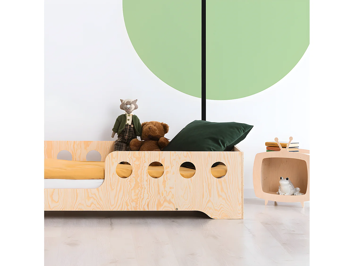 Cama de entrada esquerda 90x190 com estrado de molas Sacha Bois