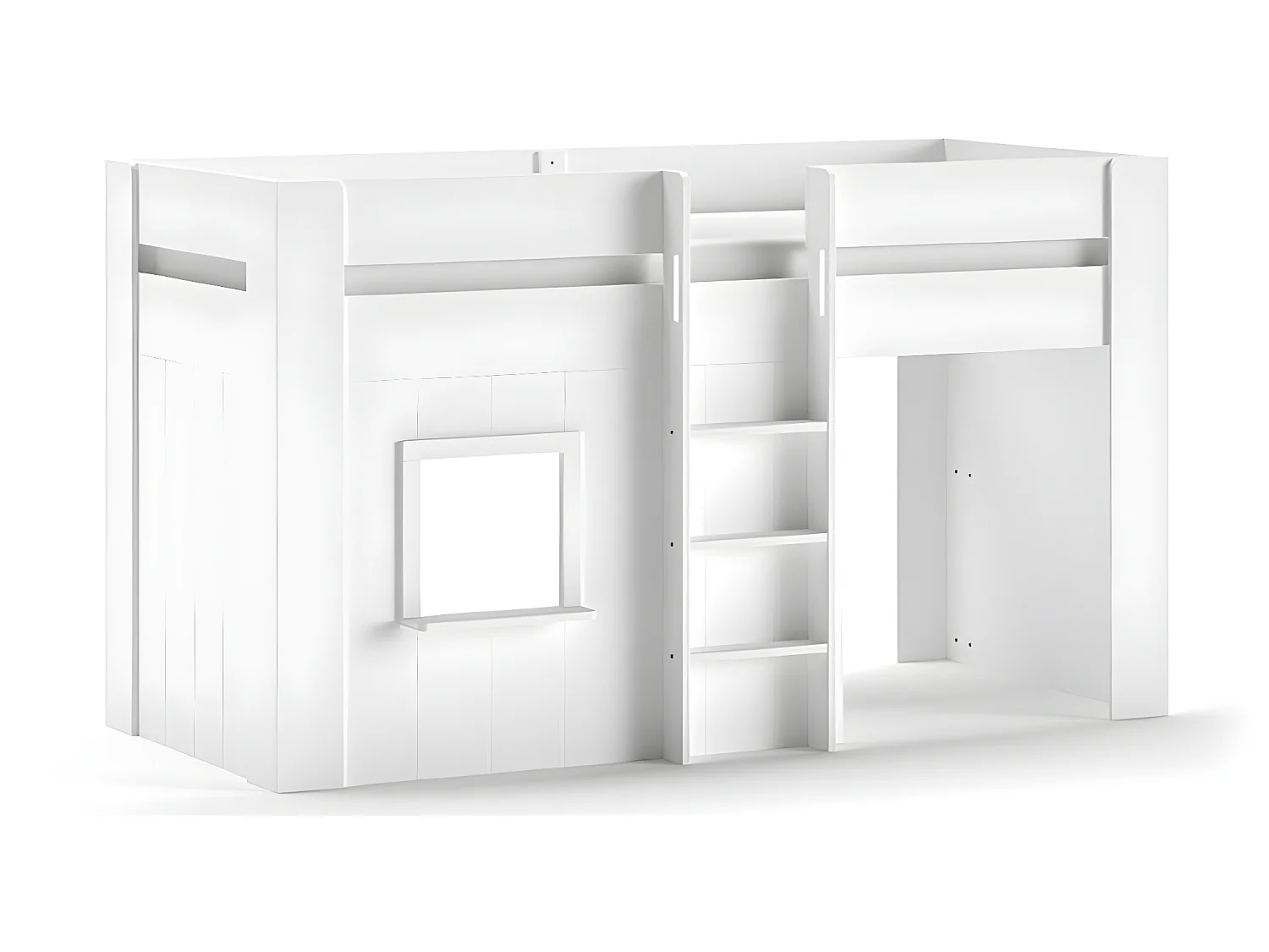 Lit Cabane Enfant "Reno" 90x200cm Blanc