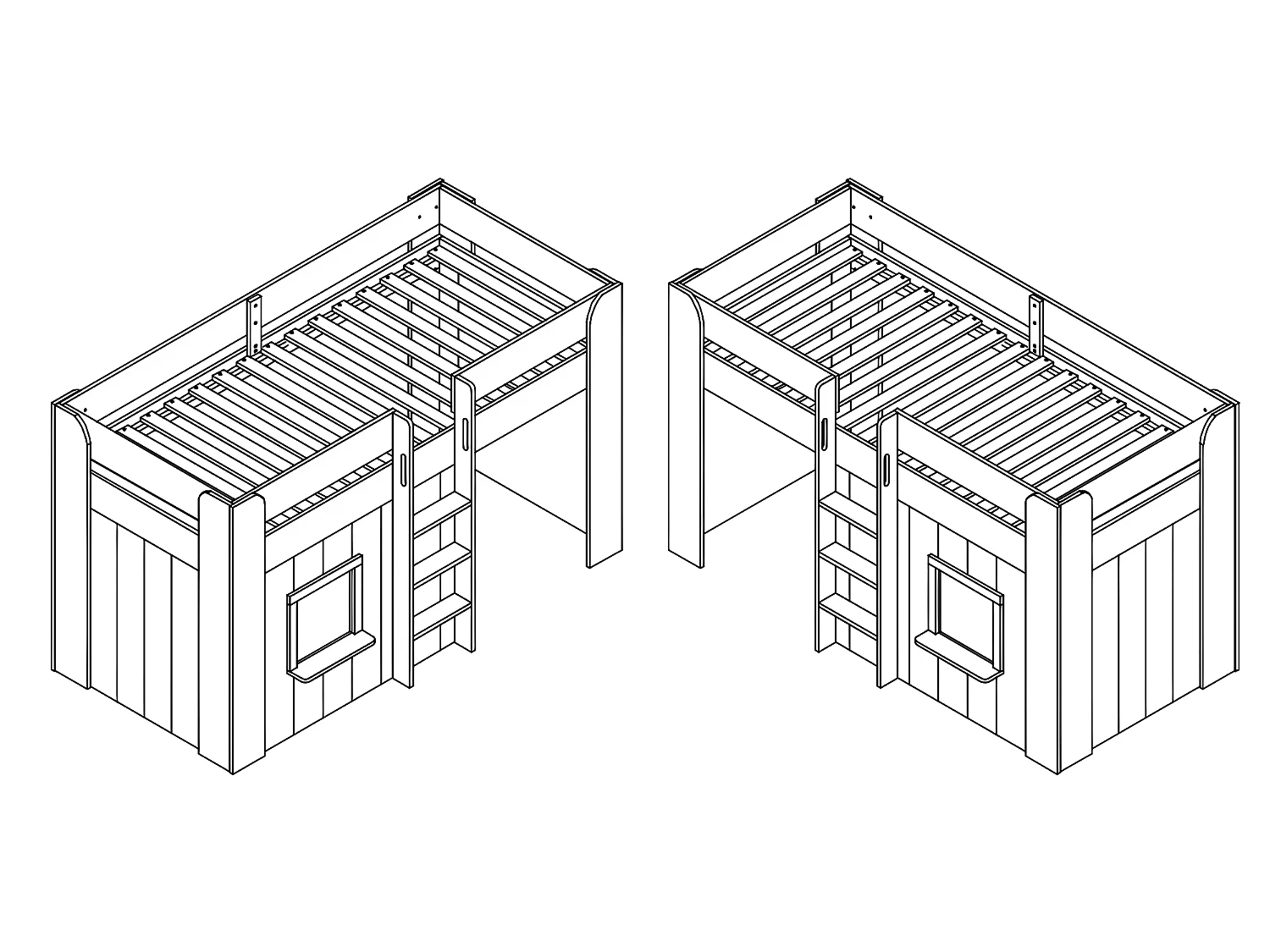 Lit Cabane Enfant "Reno" 90x200cm Blanc