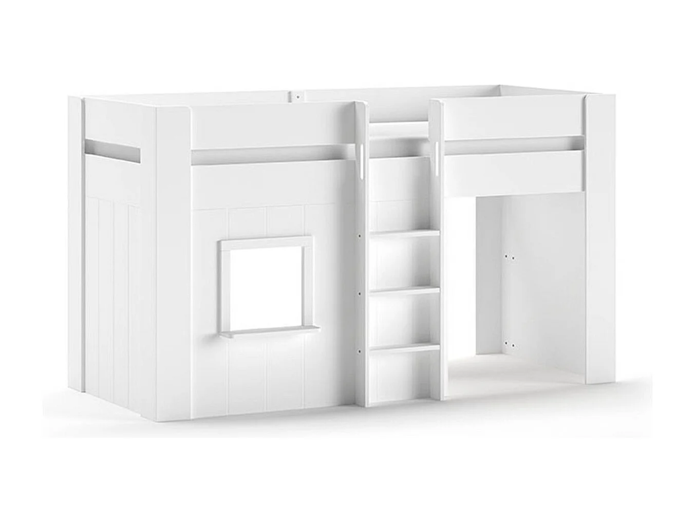 Lit Cabane Enfant "Reno" 90x200cm Blanc