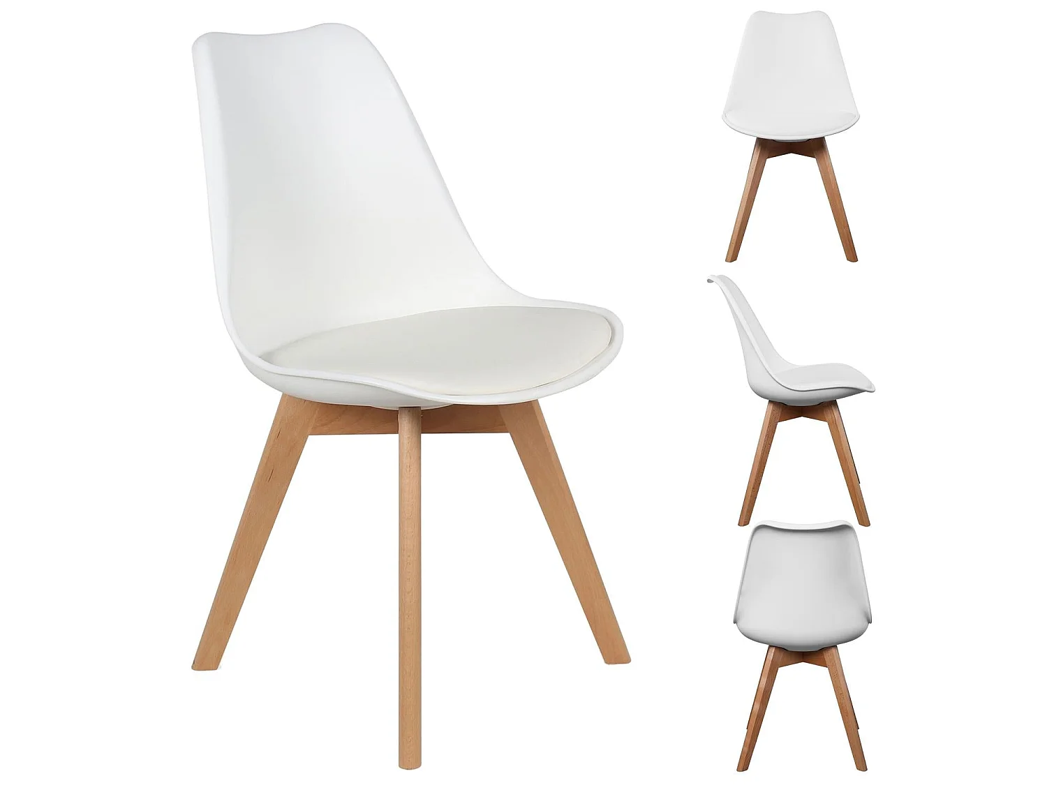 Lot de 4 Chaises Scandinave "Coquil" 81cm Blanc