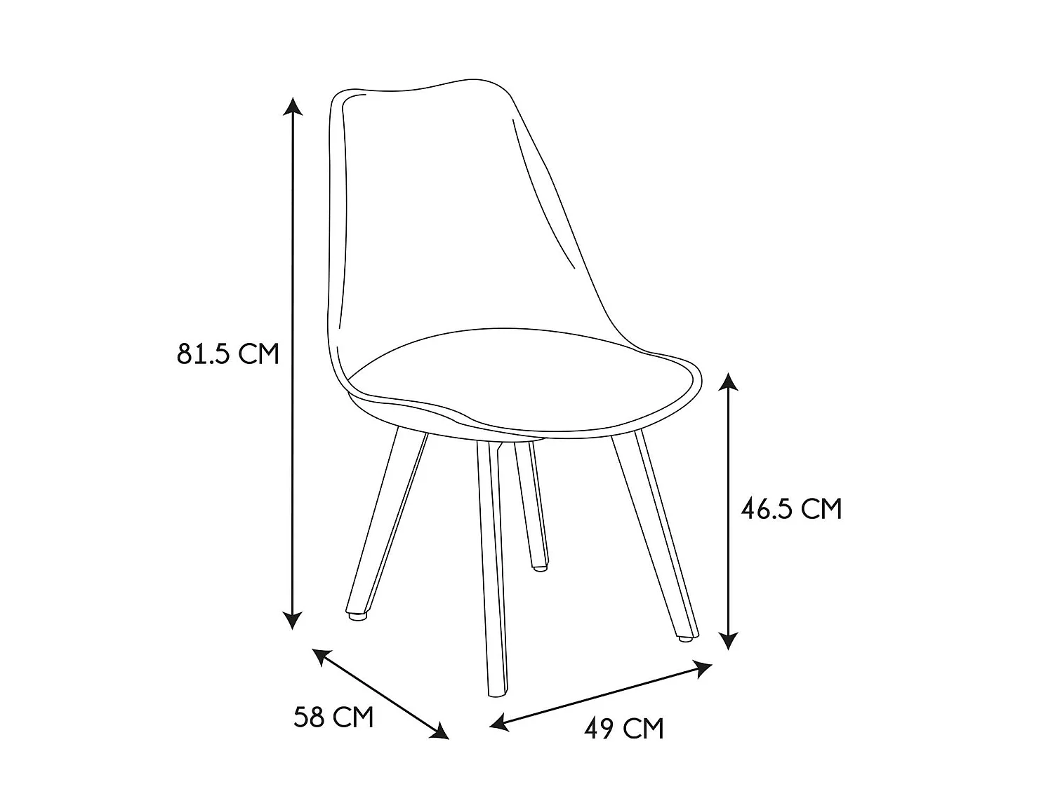 Lot de 4 Chaises Scandinave "Coquil" 81cm Blanc