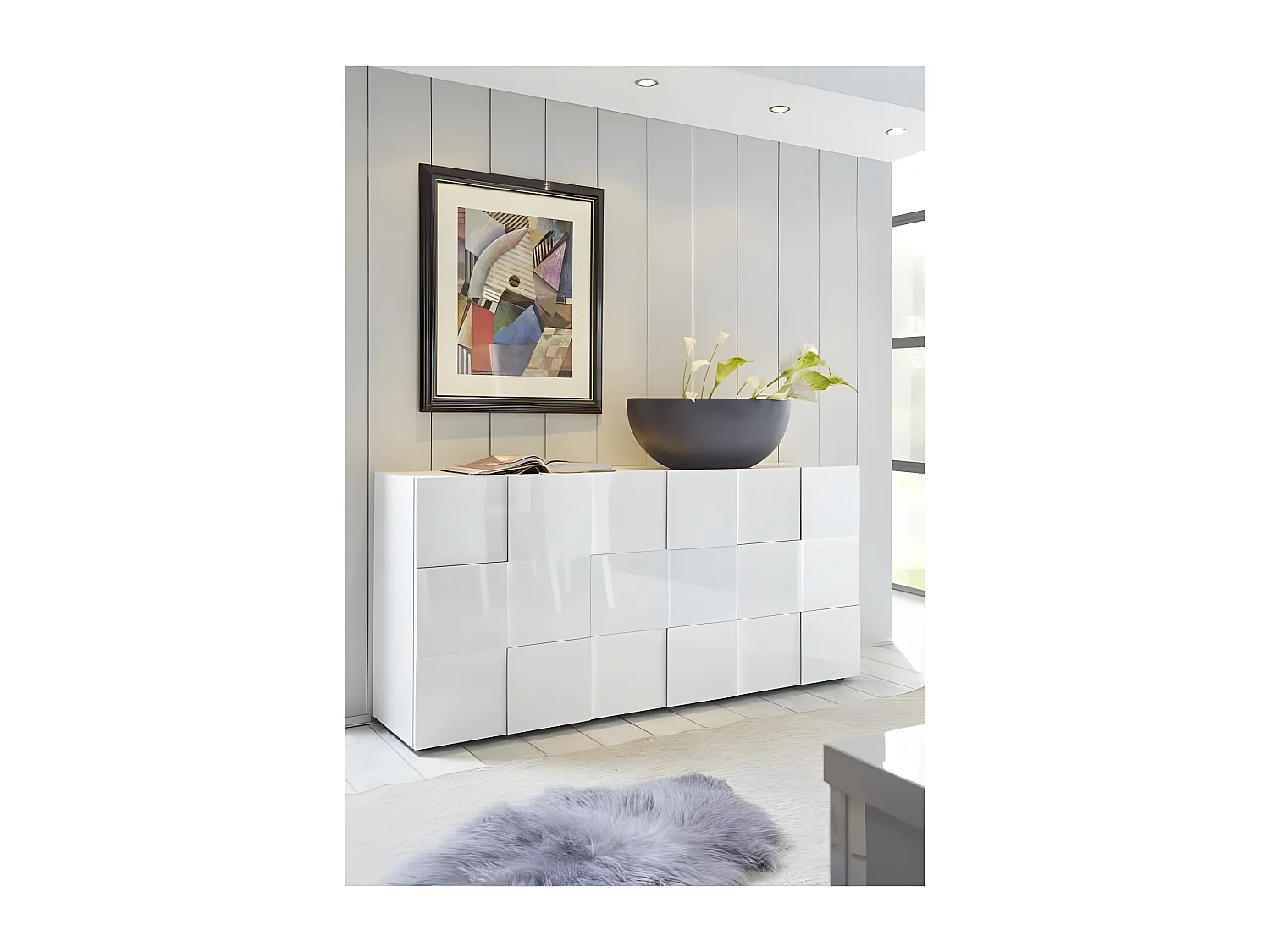 Sideboard Dama 3 Türen im Schachbrettmuster-Stil - L181 cm