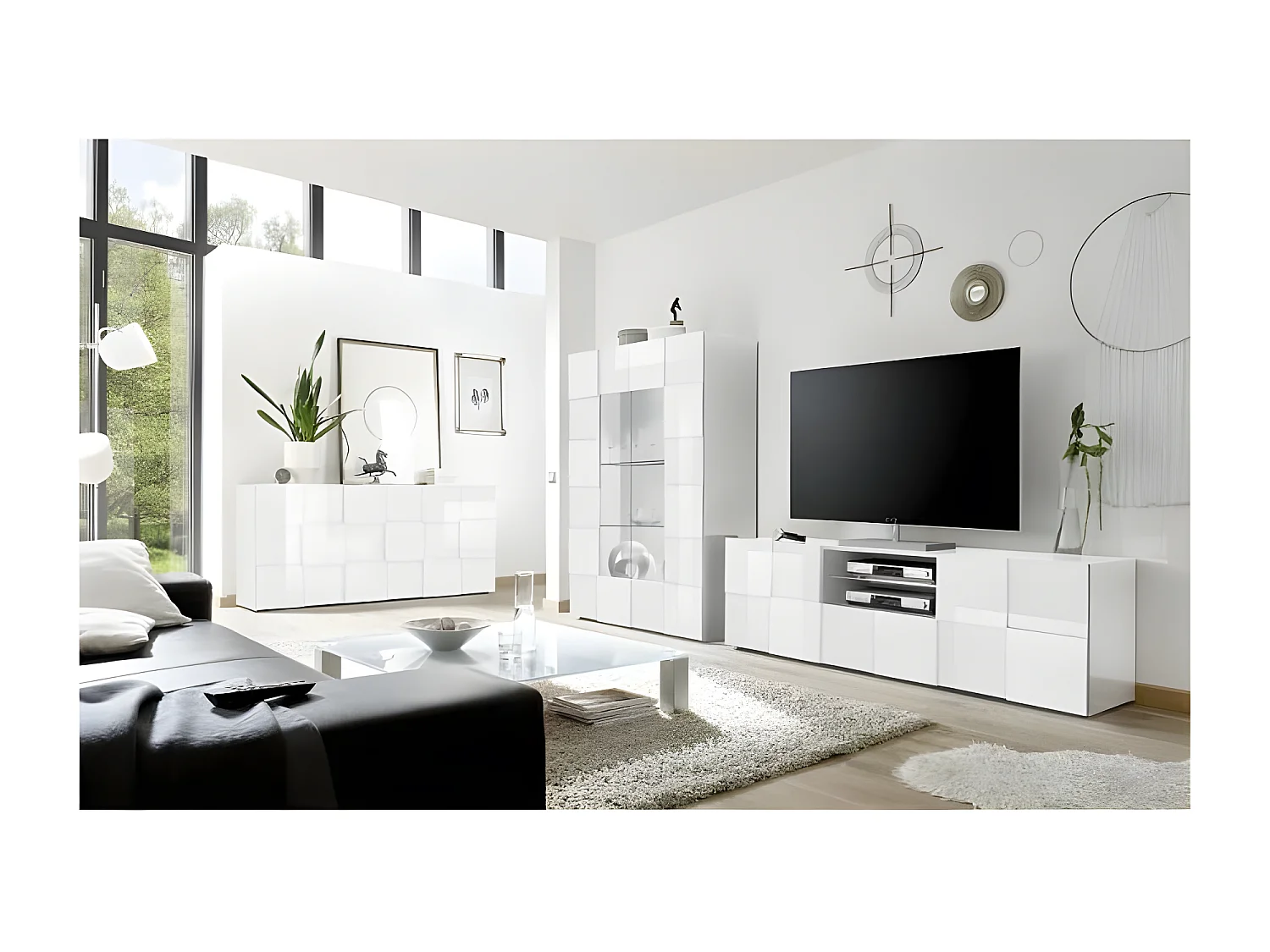 Sideboard Dama 3 Türen im Schachbrettmuster-Stil - L181 cm