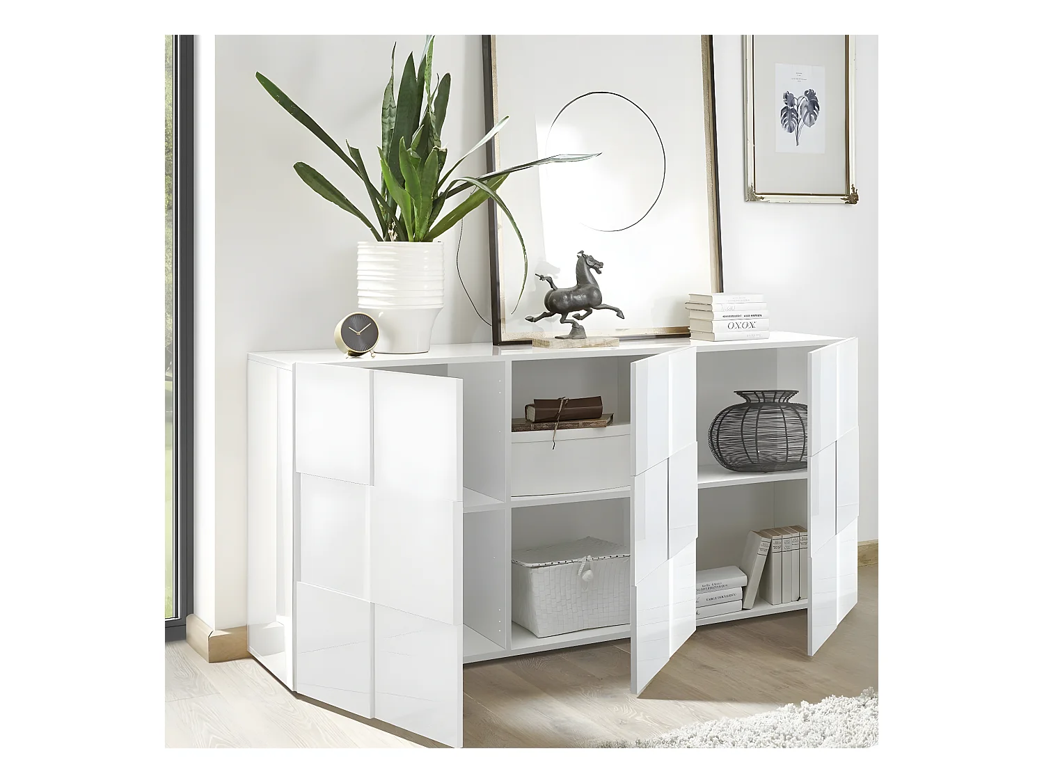 Buffet Dama 3 portes style damier - L181 cm