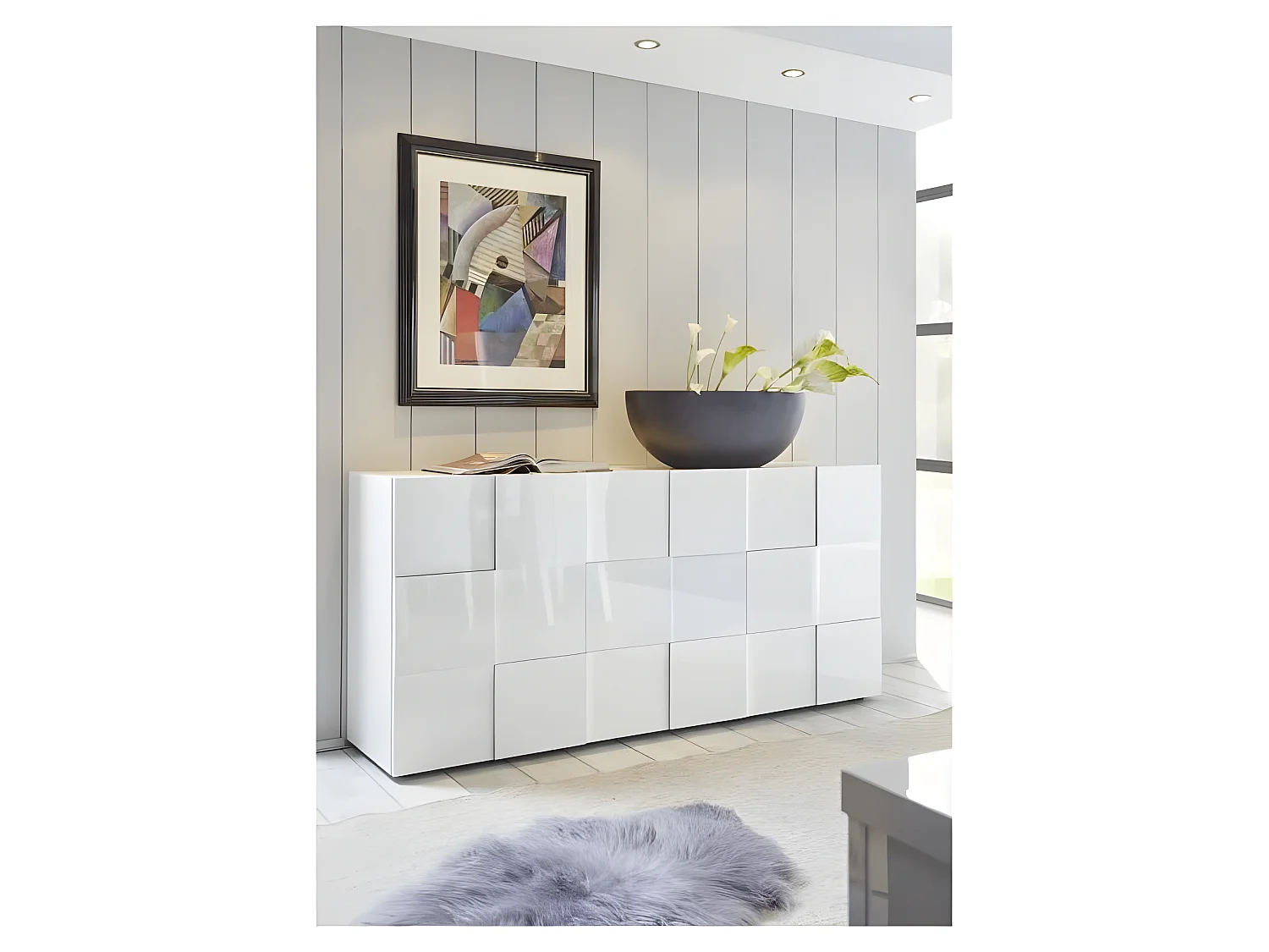 Buffet Dama 3 portes style damier - L181 cm