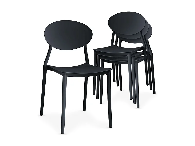 Lot de 4 Chaises Design "Tojal" 81cm Noir