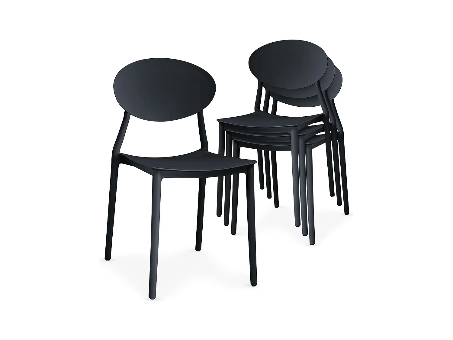 Lot de 4 Chaises Design "Tojal" 81cm Noir