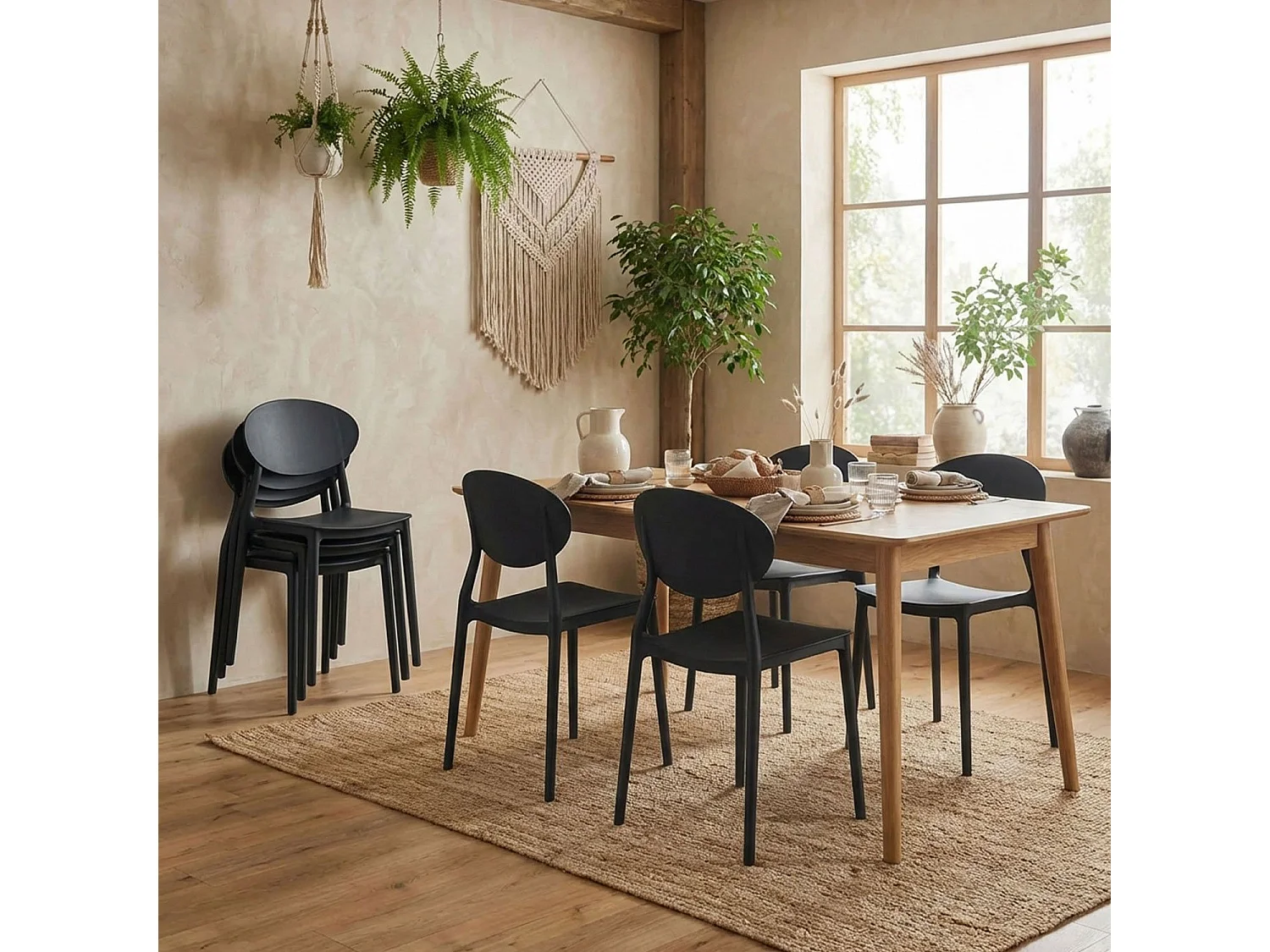 Lot de 4 Chaises Design "Tojal" 81cm Noir