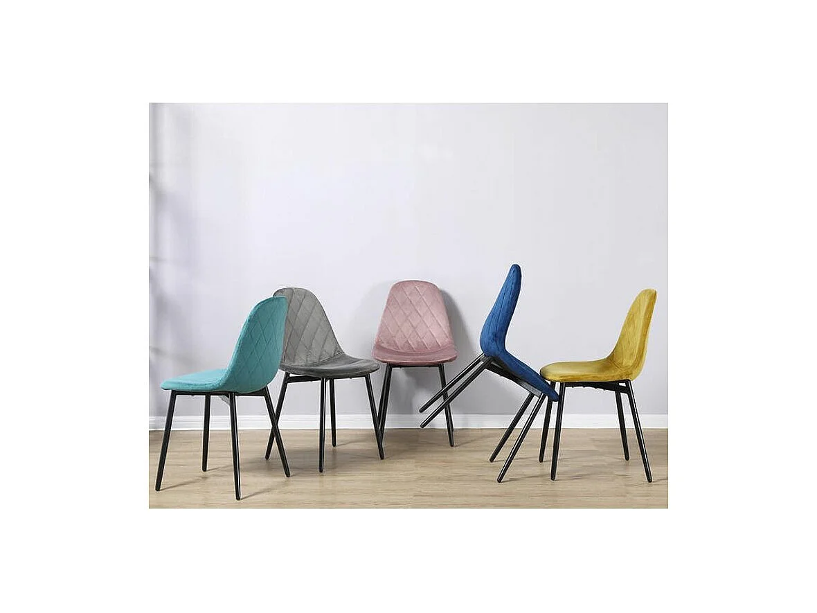 Lytha roze gewatteerde fluwelen stoel - Set van 6