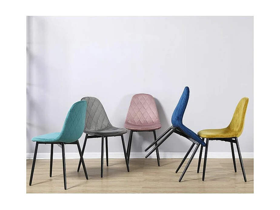 Lytha roze gewatteerde fluwelen stoel - Set van 6