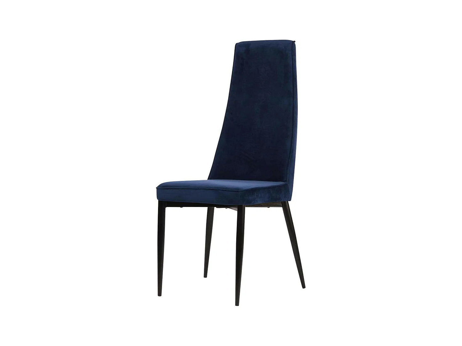 Blauw fluwelen stoel en zwarte poten Presta - Set van 4