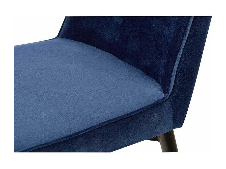 Blauw fluwelen stoel en zwarte poten Presta - Set van 4