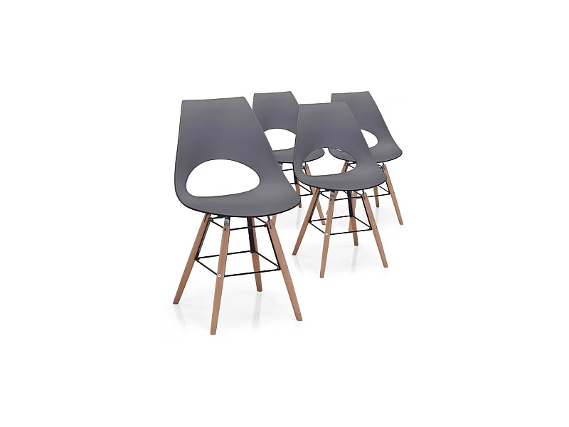 Lot de 4 Chaises Scandinave "Tiago" 83cm Gris Foncé