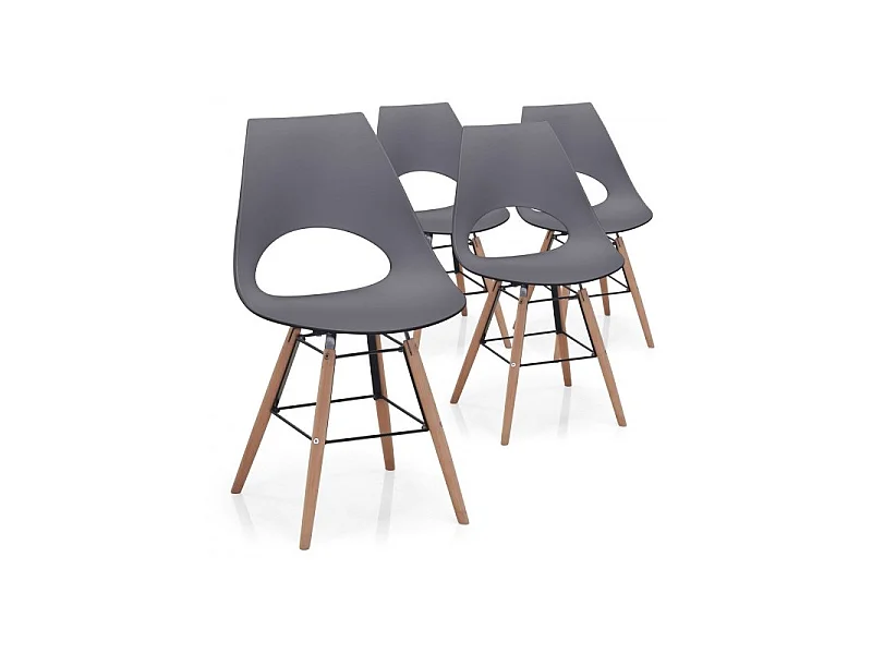 Lot de 4 Chaises Scandinave "Tiago" 83cm Gris Foncé