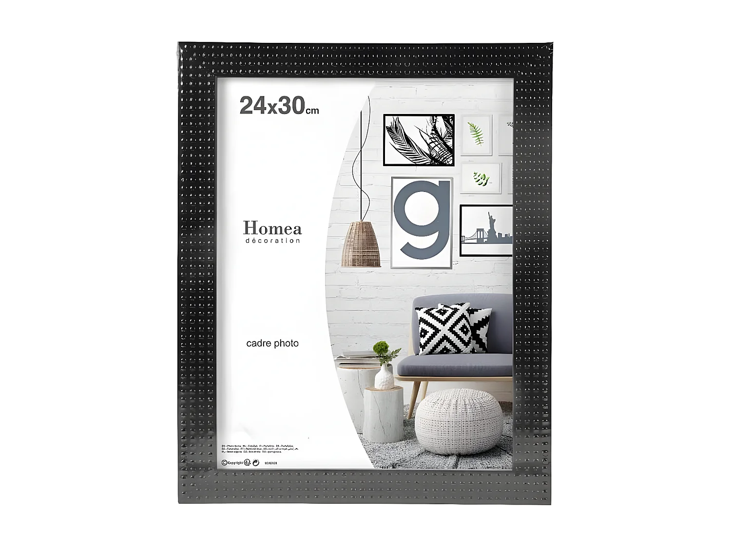 Cadre Photo Déco "Esprit Matière" 24x30cm Noir