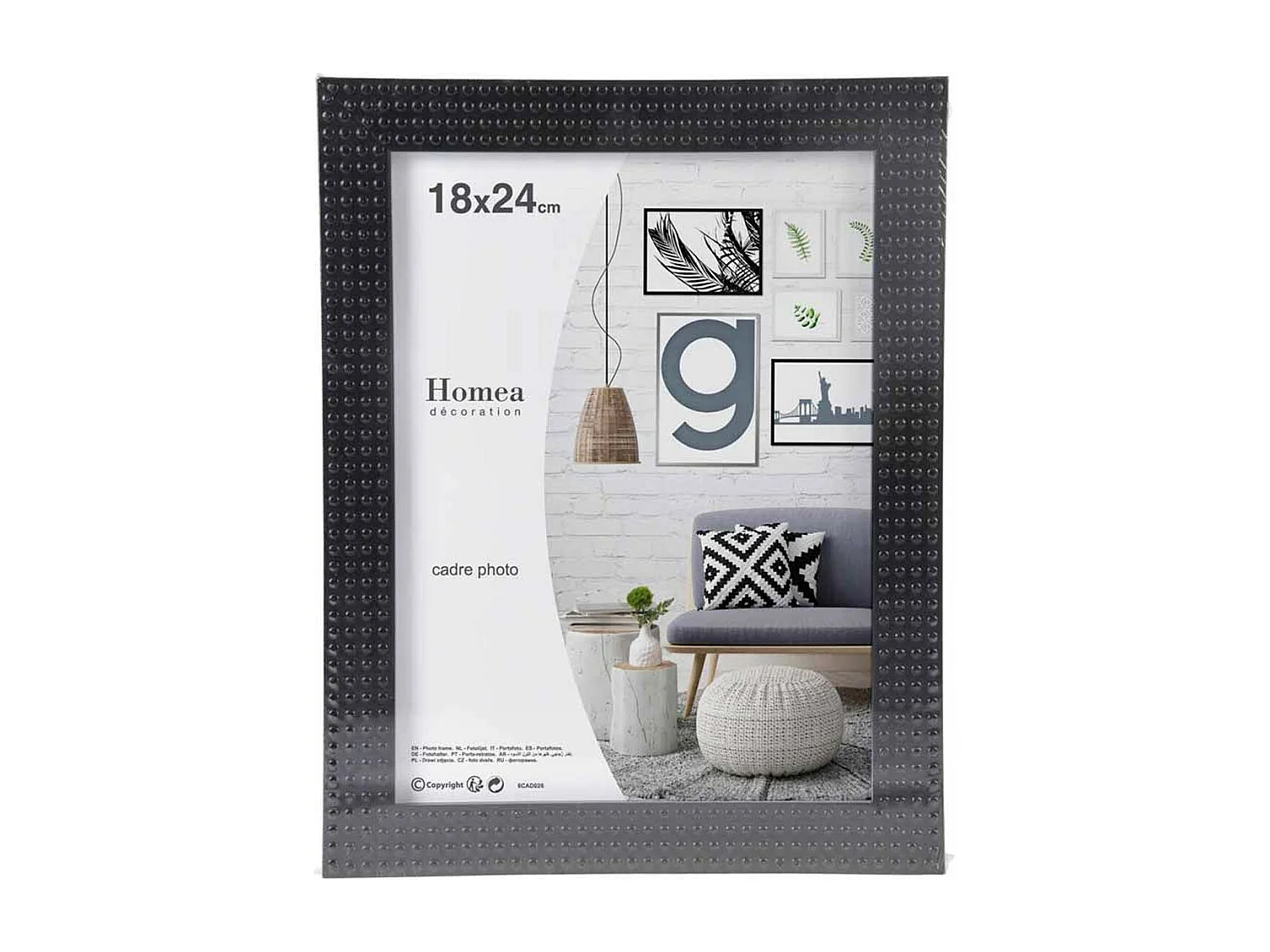 Cadre Photo Déco "Esprit Matière" 18x24cm Noir
