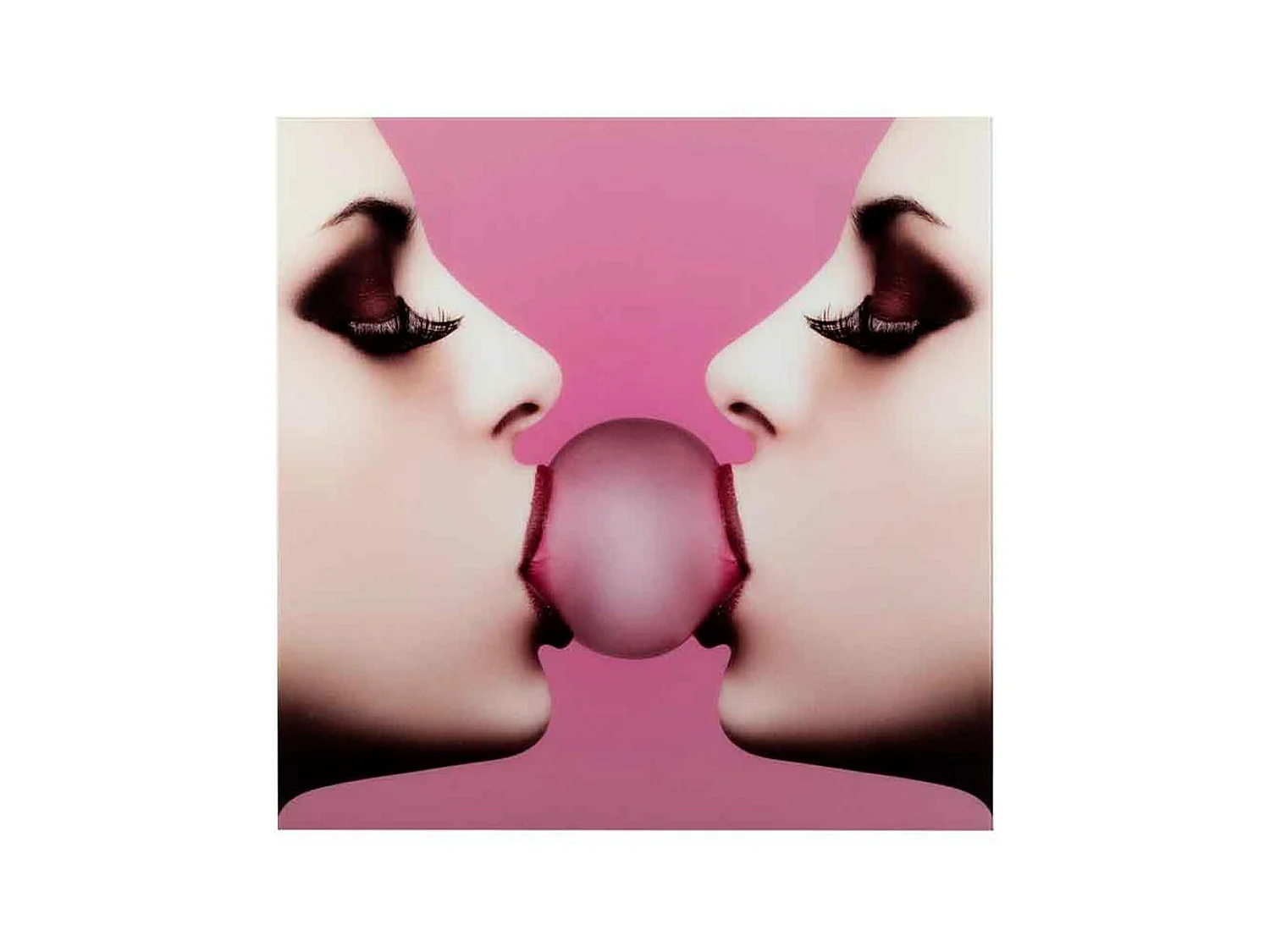 Tableau Déco en Verre "Chewing-Gum" 110x110cm Rose