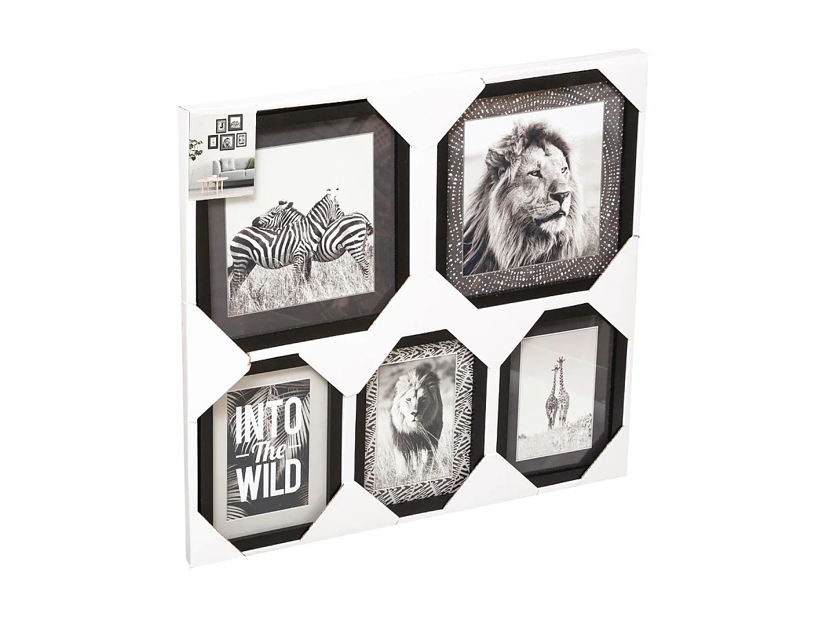Lot de 5 Cadres Déco "Savane" 25cm Noir