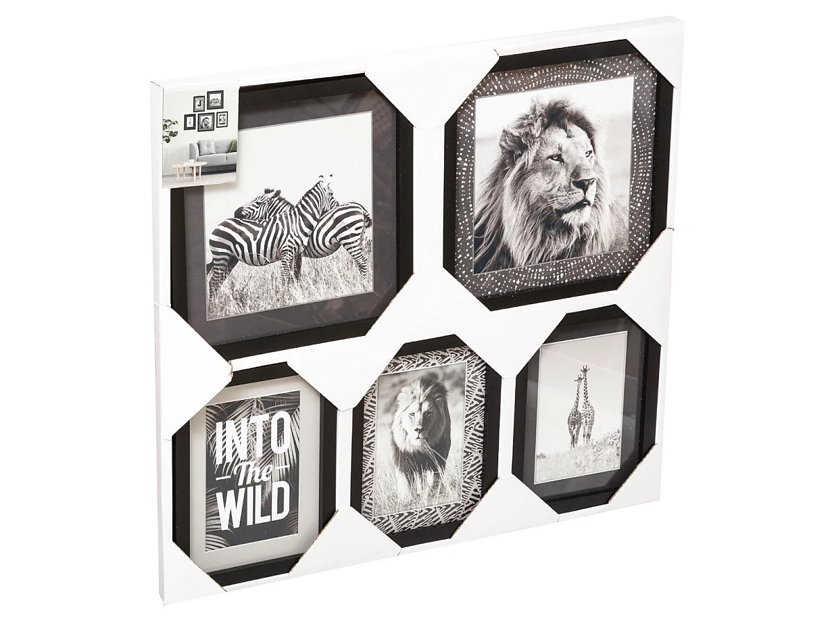 Lot de 5 Cadres Déco "Savane" 25cm Noir