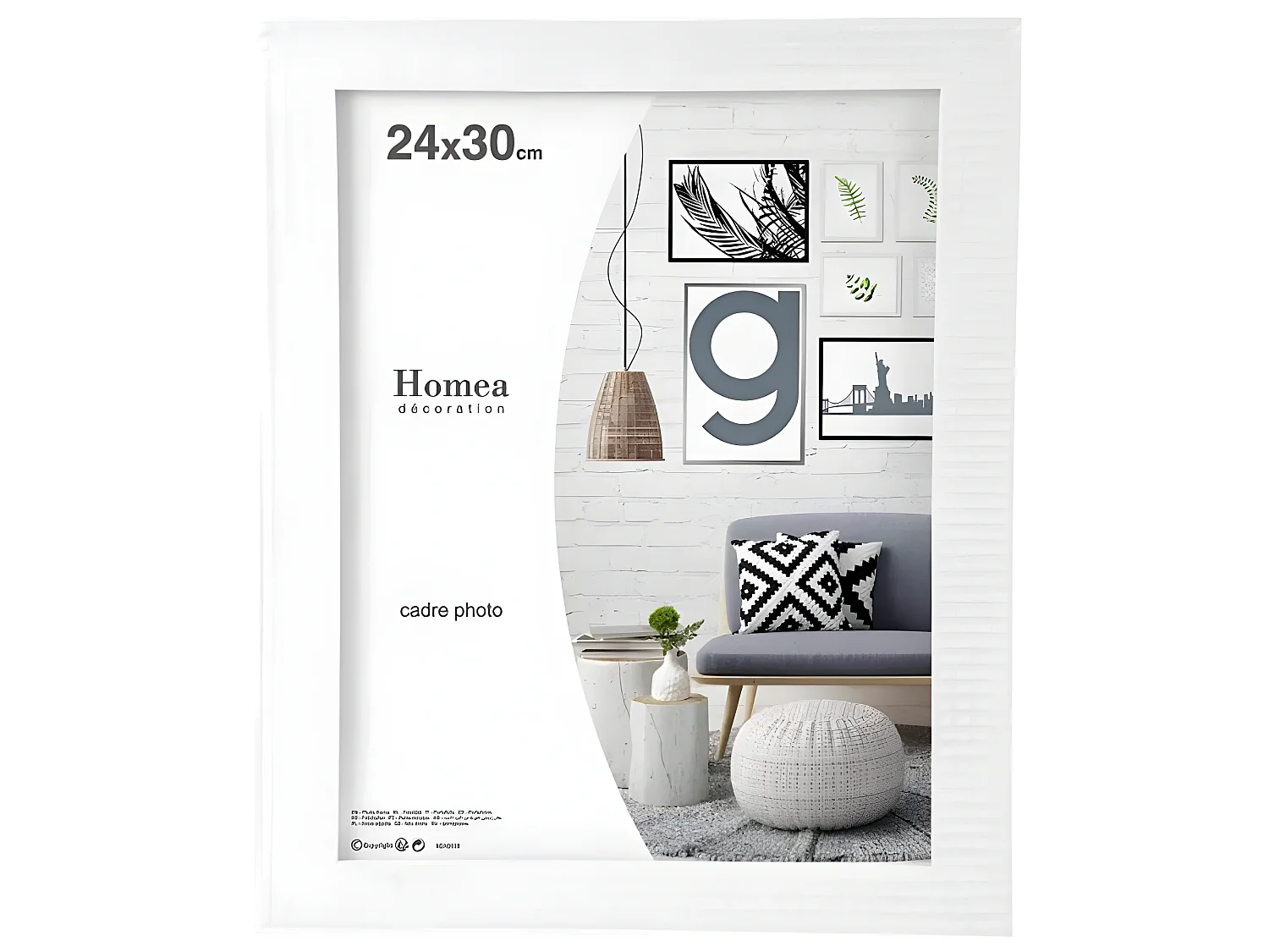 Cadre Photo Déco "Esprit Matière" 24x30cm Blanc