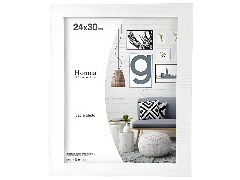 Cadre Photo Déco "Esprit Matière" 24x30cm Blanc